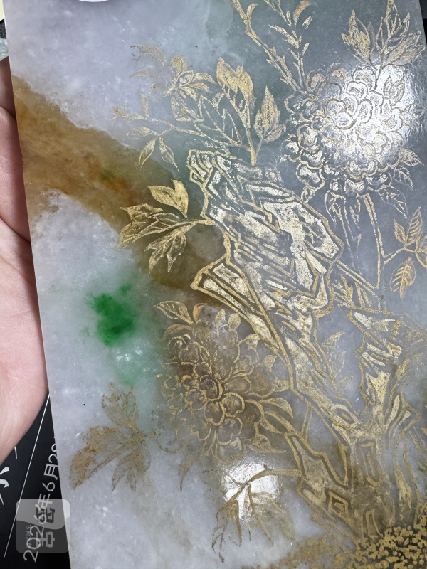 清 翡翠描金百寿图案屏一对 - 图16